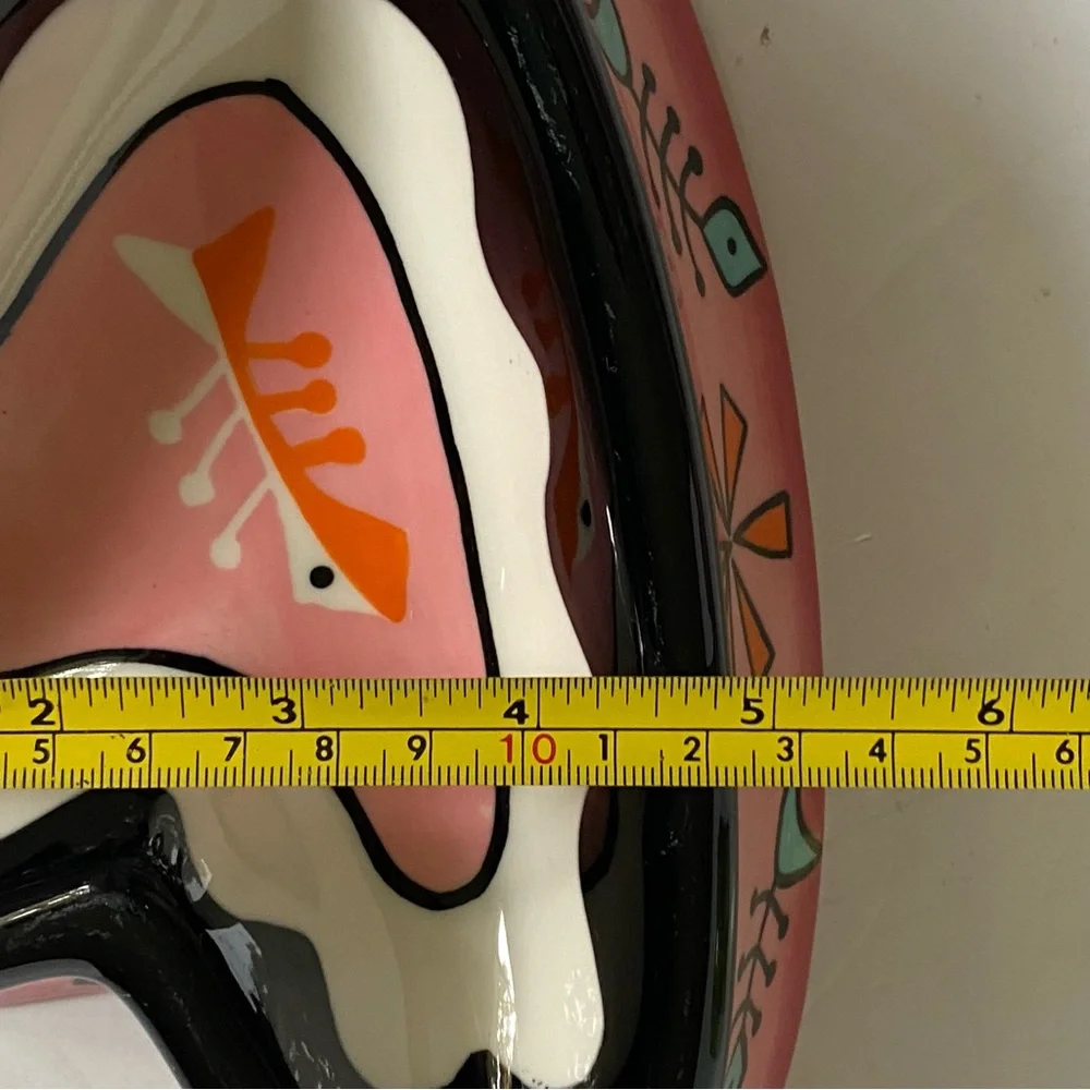 Heart Shaped Cat Bowl Food Pink Ceramic Fish Bones Hand Painted Karherine’s Coll